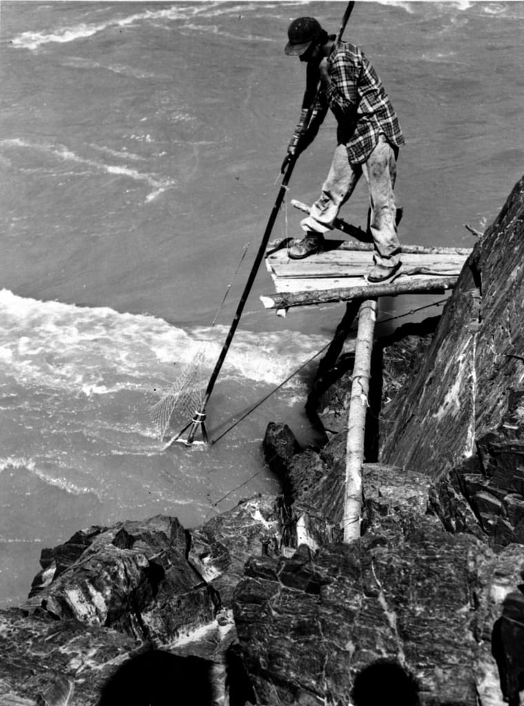 Dip-net fishing (Courtesy of Royal BC Museum, BC Archives)